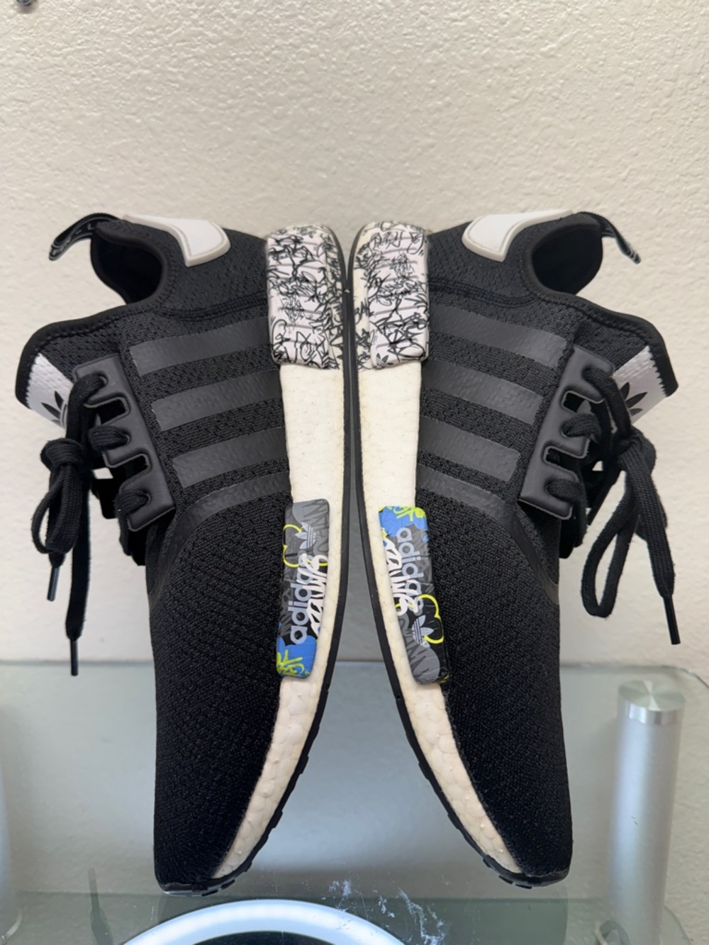 adidas Black Knit Trainers with White Midsole